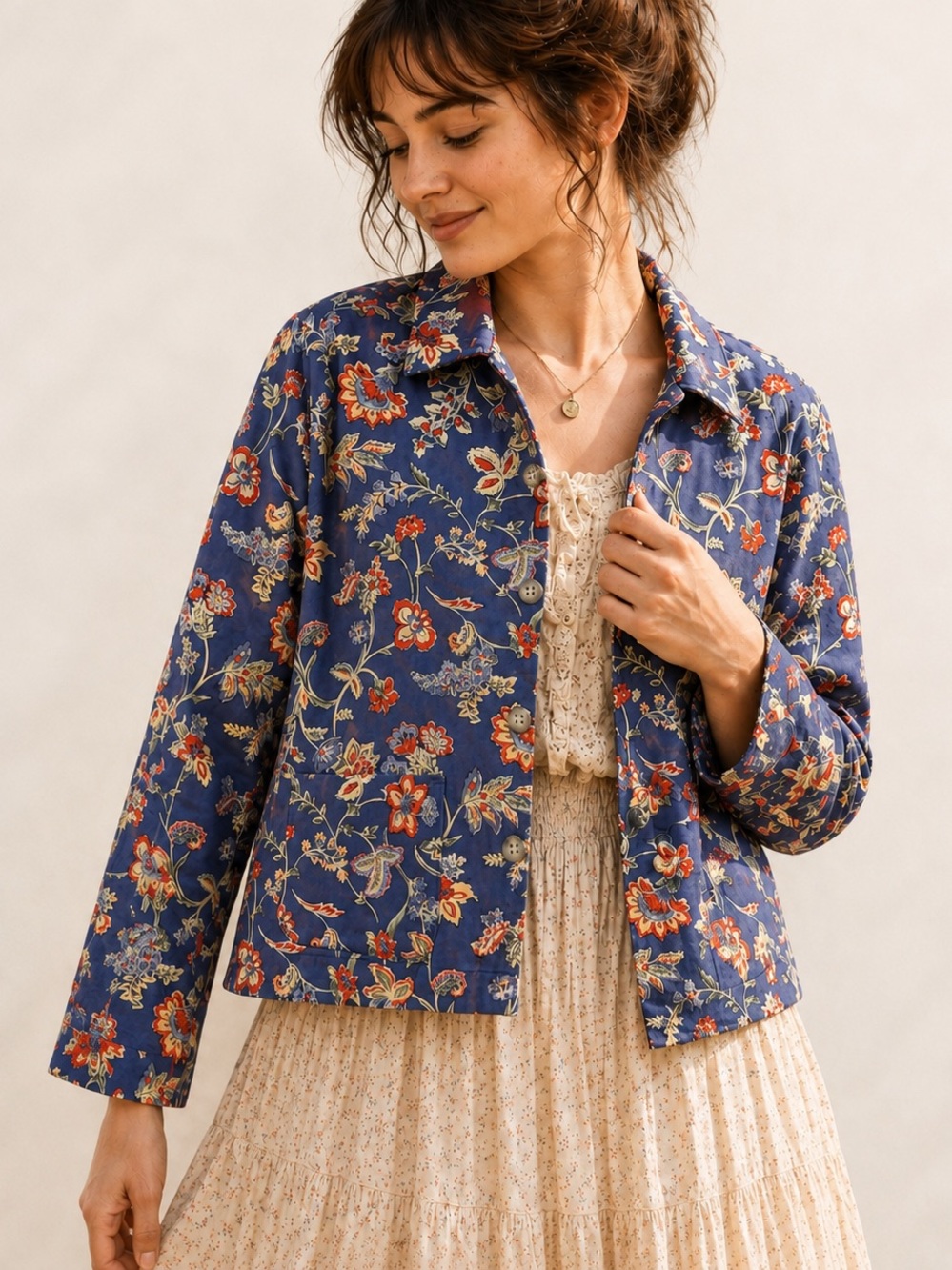 100% Cotton Floral Chore Jacket Cottagecore
